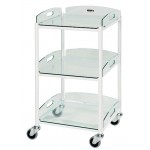 Dressing Trolley, 3 Glass Effect Safety Trays CODE:-MMTRO005